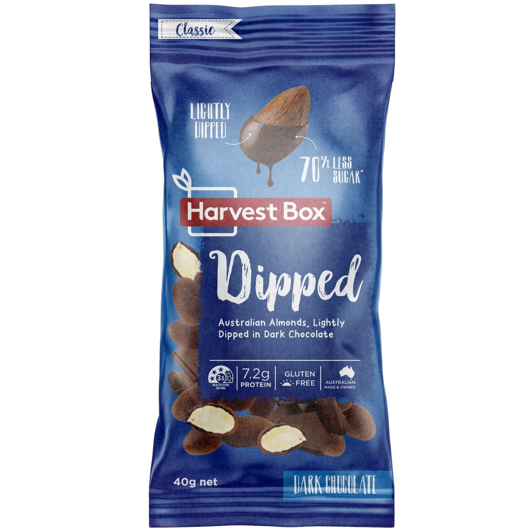 Harvest Box Dipped Classic Dark Choc Almonds 40g