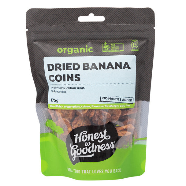 Honest To Goodness Organic Dried Banana Coins 175g