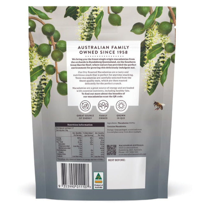 Macadamias Australia Dry Roasted Macadamias 110g