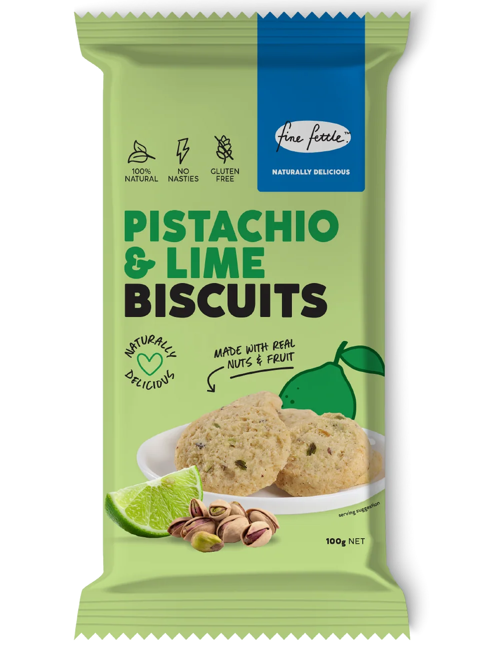 Fine Fettle Biscuits Pistachio & Lime 100g