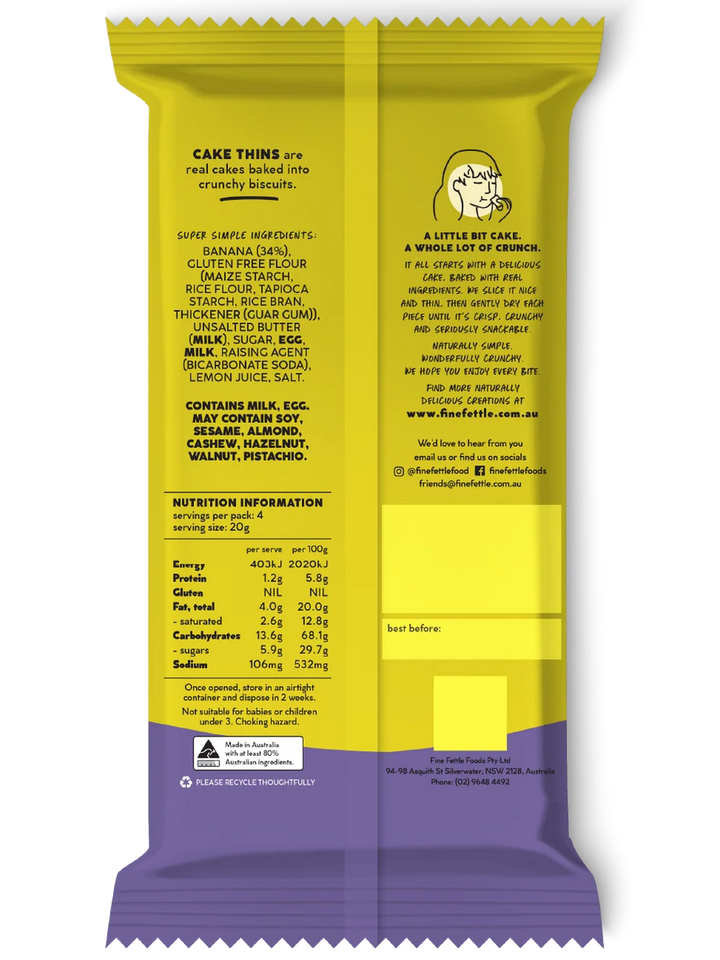 Fine Fettle Cake Thins Banana Bread 80g