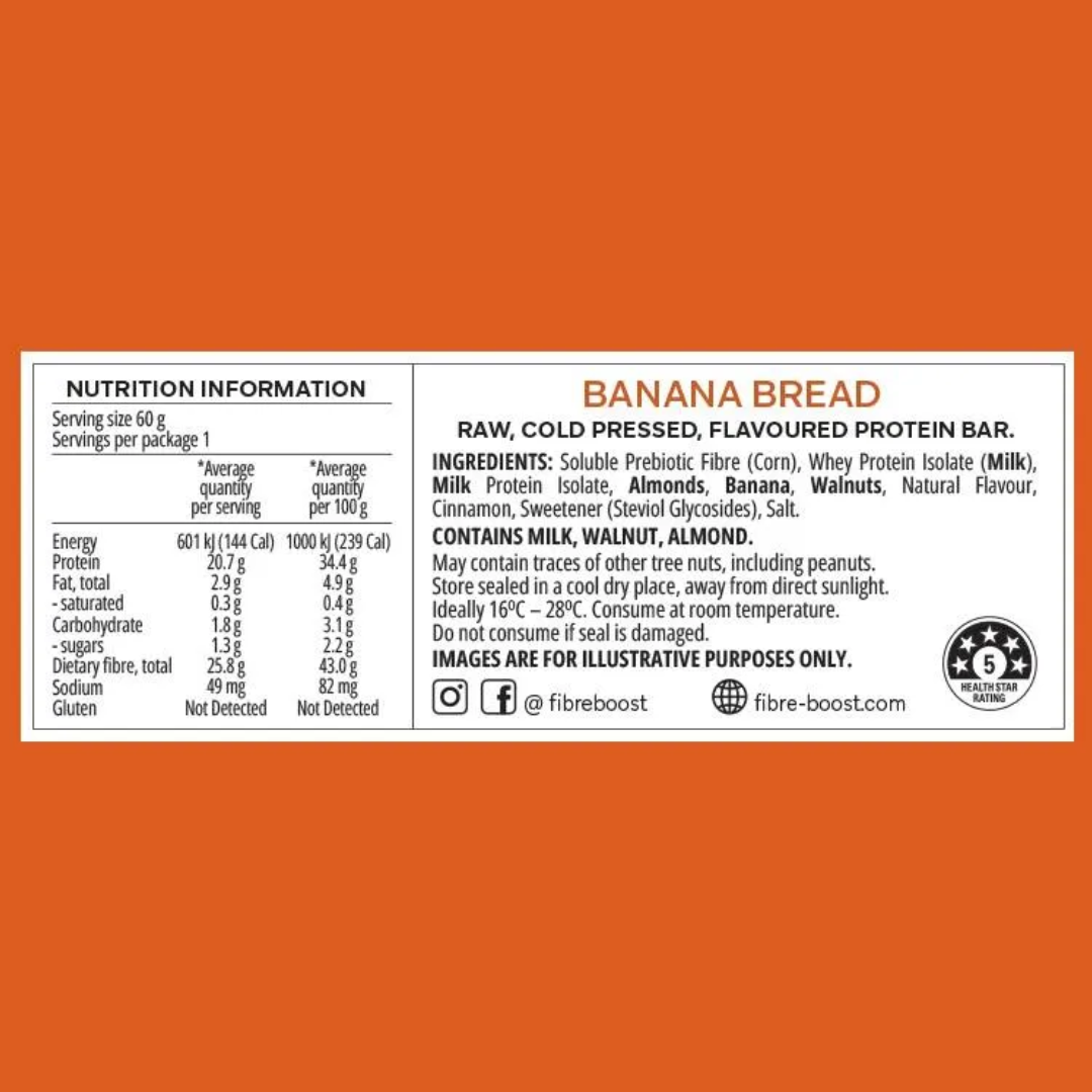 Fibre Boost Cold Pressed Protein Bar Banana Bread 50g