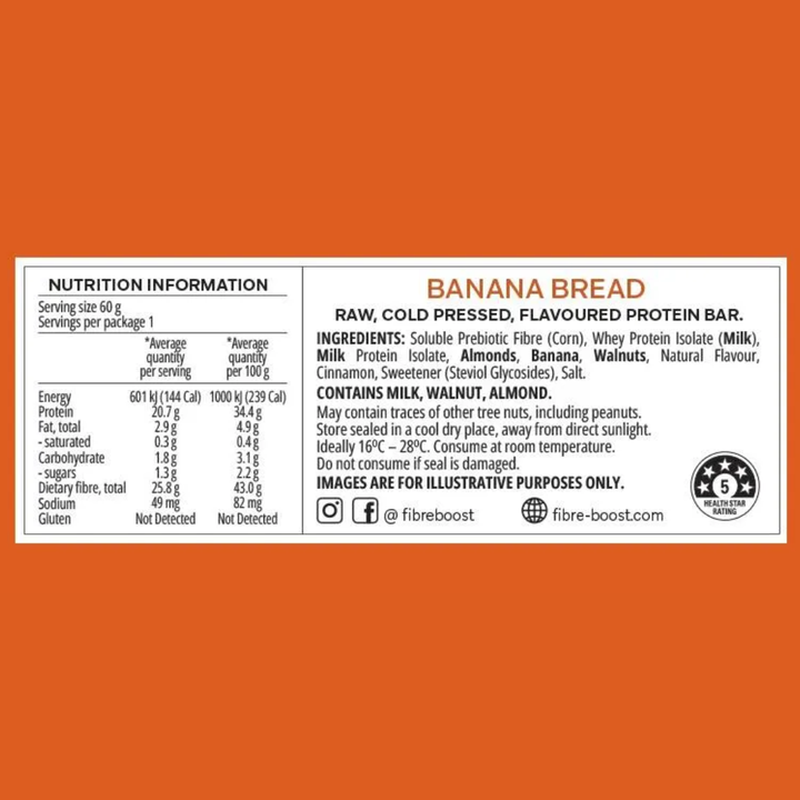 Fibre Boost Cold Pressed Protein Bar Banana Bread 50g