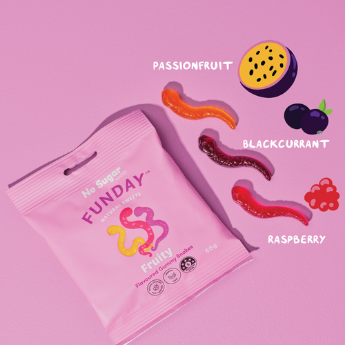 Funday Natural Sweet Gummy Fruity Snakes 50g