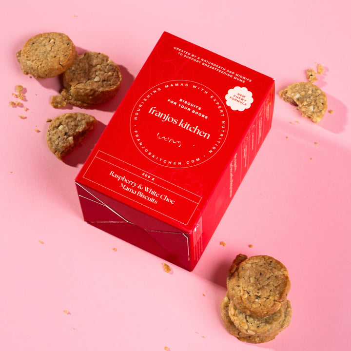 Franjos Kitchen Biscuits Raspberry & White Choc 252g