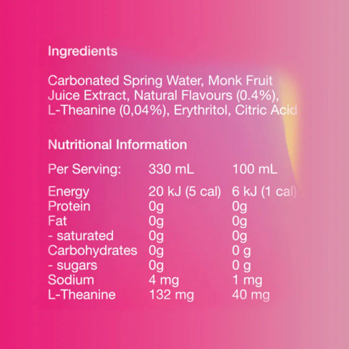 Mellows Functional Sparkling Water Raspberry Lemon 330ml
