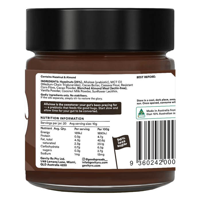 Gevity Hazelnut Spread Goodtello 200g