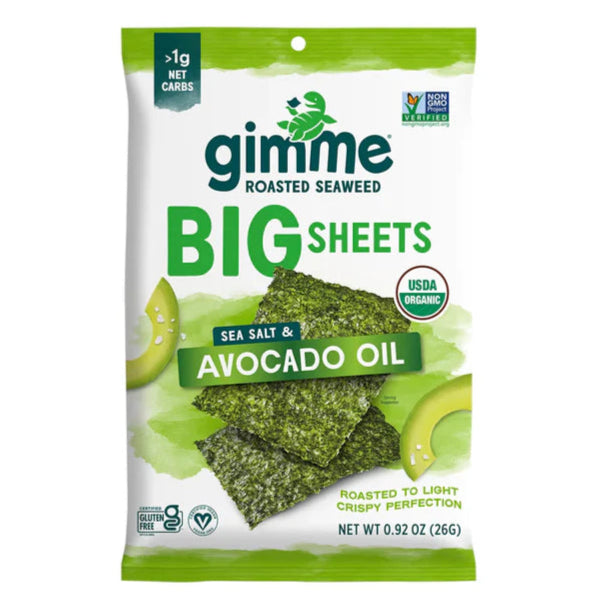 Gimme Roasted Seaweed Big Sheets Sea Salt & Avocado Oil 7 Sheets 26g