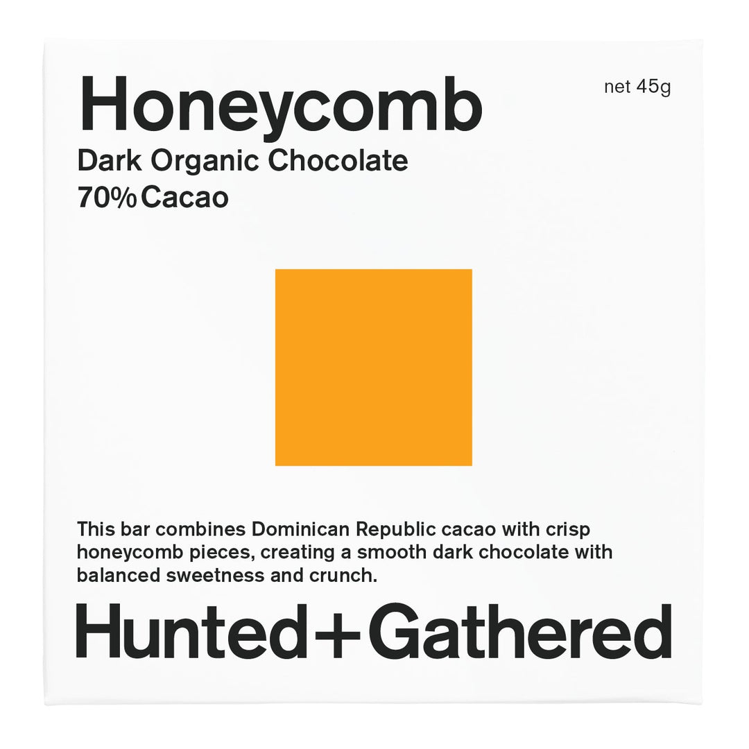 Hunted + Gathered Dark Choc + Honeycomb Organic Chocolate 45g