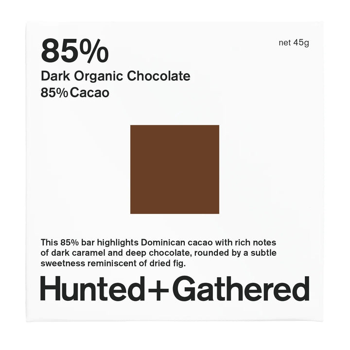 Hunted + Gathered Dominican 85% Organic Chocolate 45g