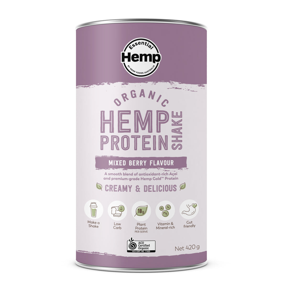 Hemp Foods Australia Organic Hemp Protein Shake Mixed Berry & Acai 420g