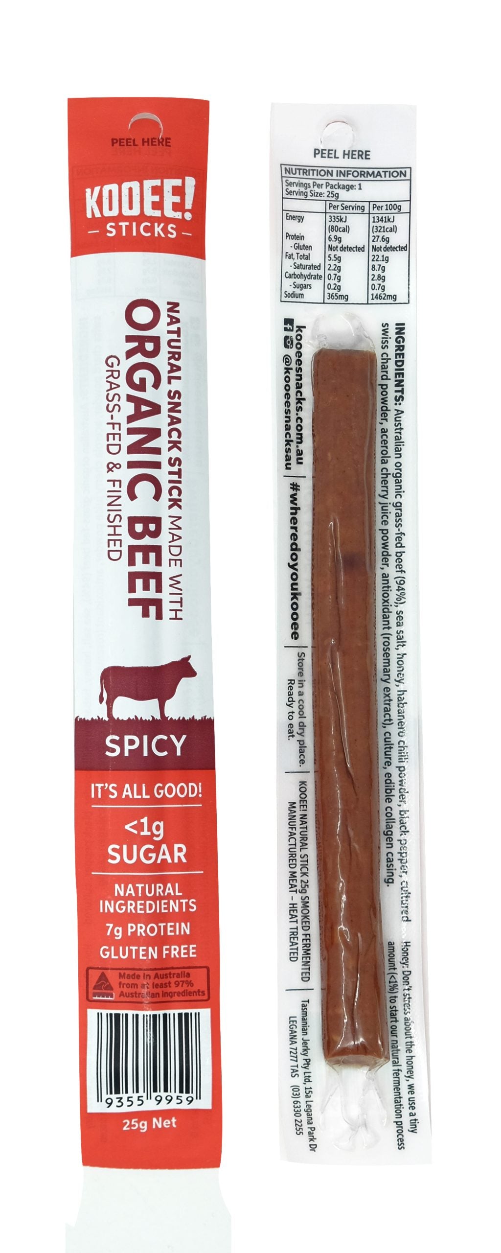 Kooee Sticks Organic Beef Spicy 25g