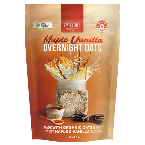 Kialla Organic Overnight Oats Maple Vanilla Pouch 300g
