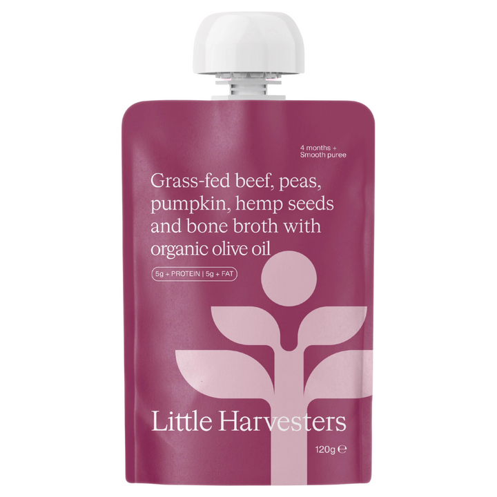 Little Harvesters Puree Pouch Grass Fed Beef & Peas 120g