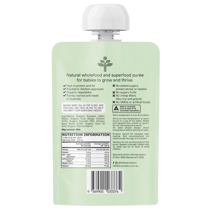 Little Harvesters Puree Pouch Free Range Chicken & Zucchini 120g