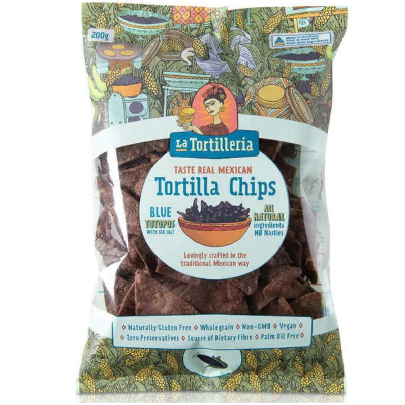 La Tortilleria Totopas Blue Tortilla Chips 200g