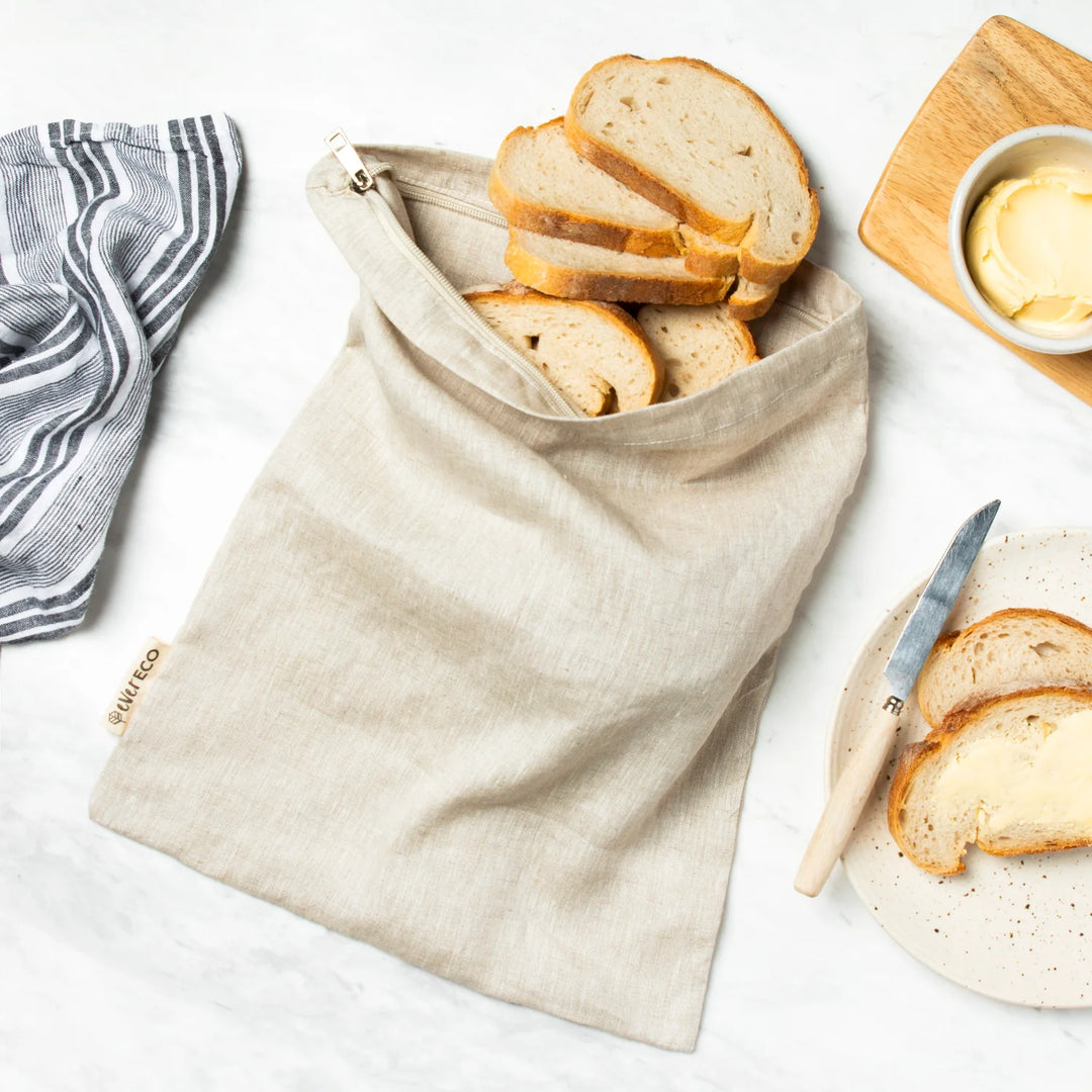 Ever Eco Linen Bread Bag Zipper Closure (32cm X 40cm)