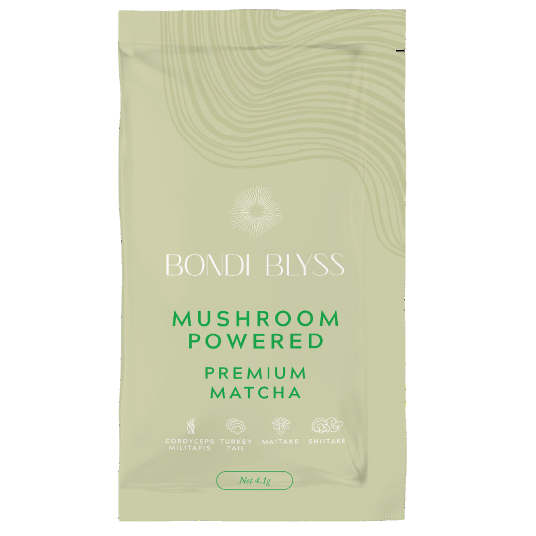 Bondi Blyss Mushroom Matcha Brew 10 Sachet Box