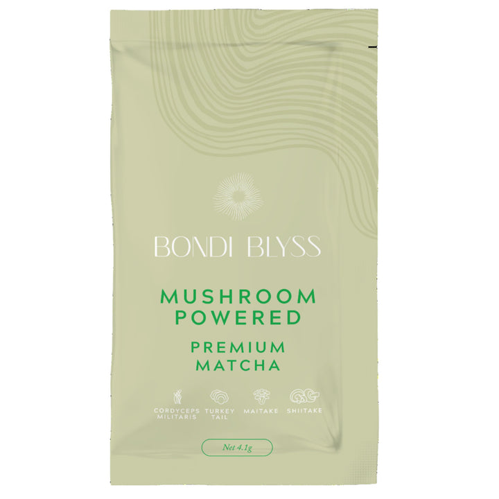 Bondi Blyss Mushroom Matcha Brew 10 Sachet Box