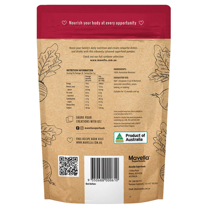 Mavella Superfoods Beetroot Powder 100g