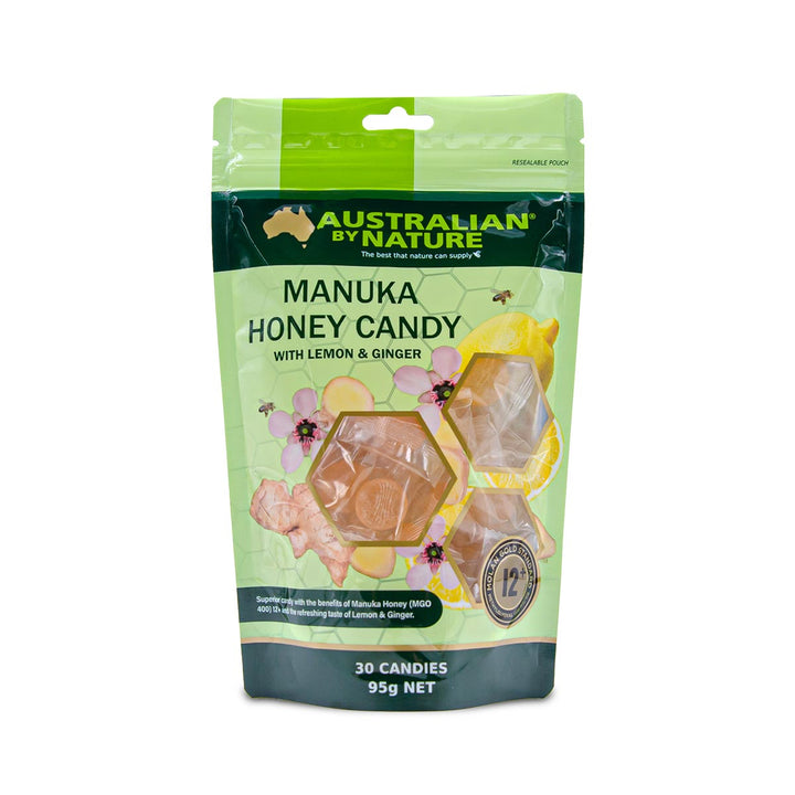 Australian By Nature Manuka Honey Candy With Lemon And Ginger 30 Pack