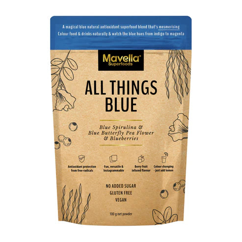 Mavella Superfoods All Things Blue (blue Spirulina & Blue Butterfly Pea Flower & Blueberries) 100g