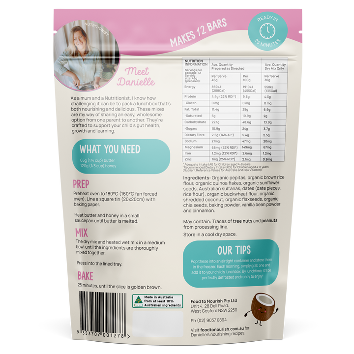 Food To Nourish Lunchbox Baking Mix Muesli Slice 360g