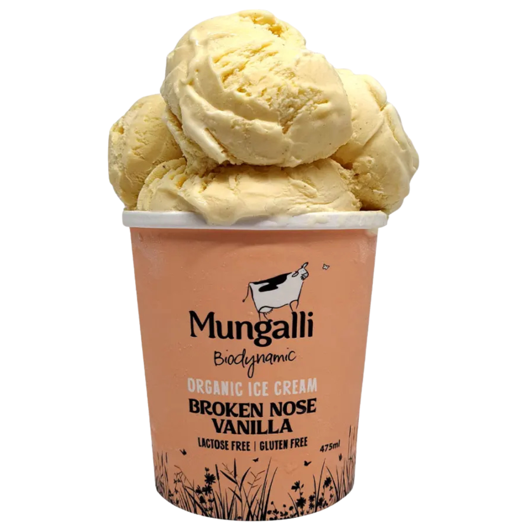 Mungalli Biodynamic Organic Ice Cream Broken Nose Vanilla 475ml