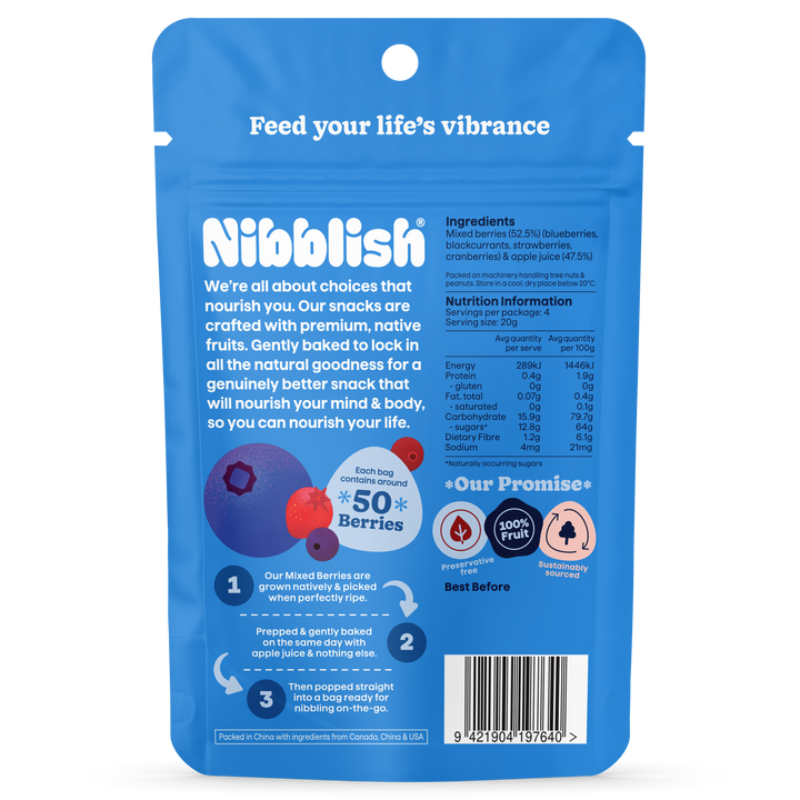 Nibblish Gently Baked Mixed Berries 80g