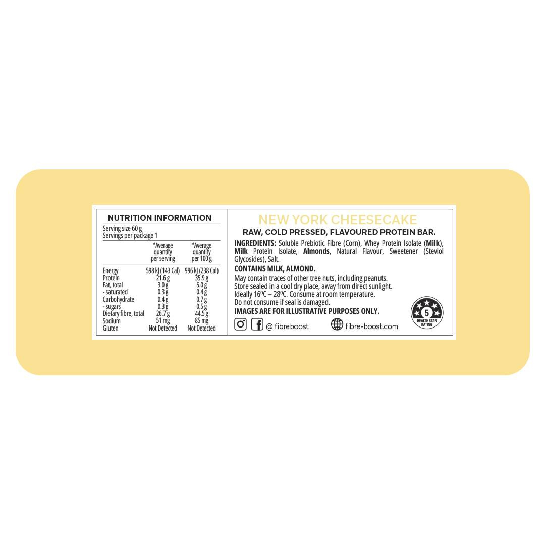 Fibre Boost Cold Pressed Protein Bar New York Cheesecake 50g