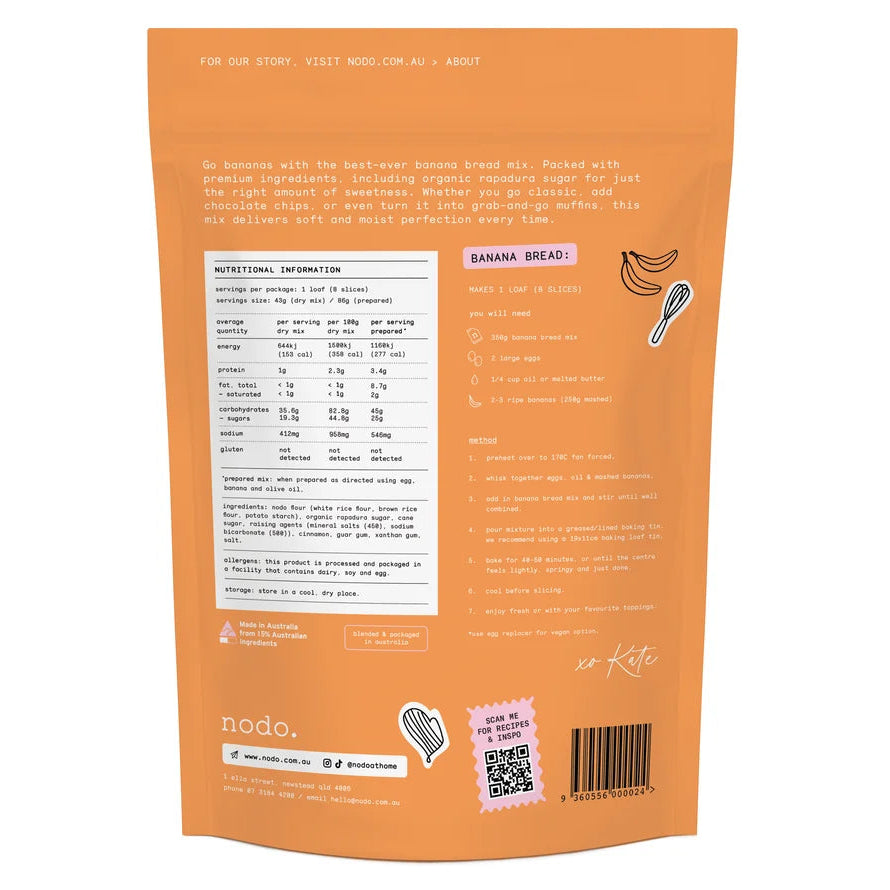 Nodo Gluten Free Best Ever Banana Bread Mix 350g