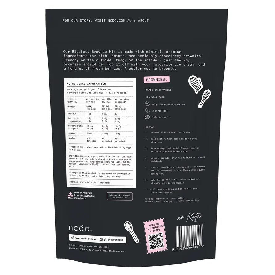 Nodo Gluten Free Blackout Brownie Mix 375g