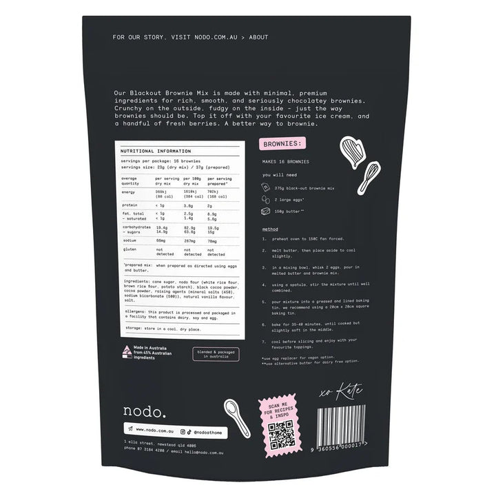 Nodo Gluten Free Blackout Brownie Mix 375g