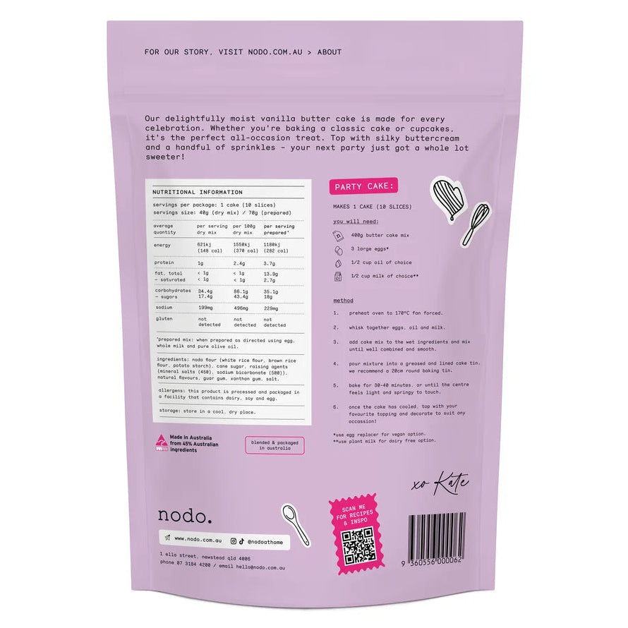 Nodo Gluten Free Butter Free Butter Cake Mix 400g