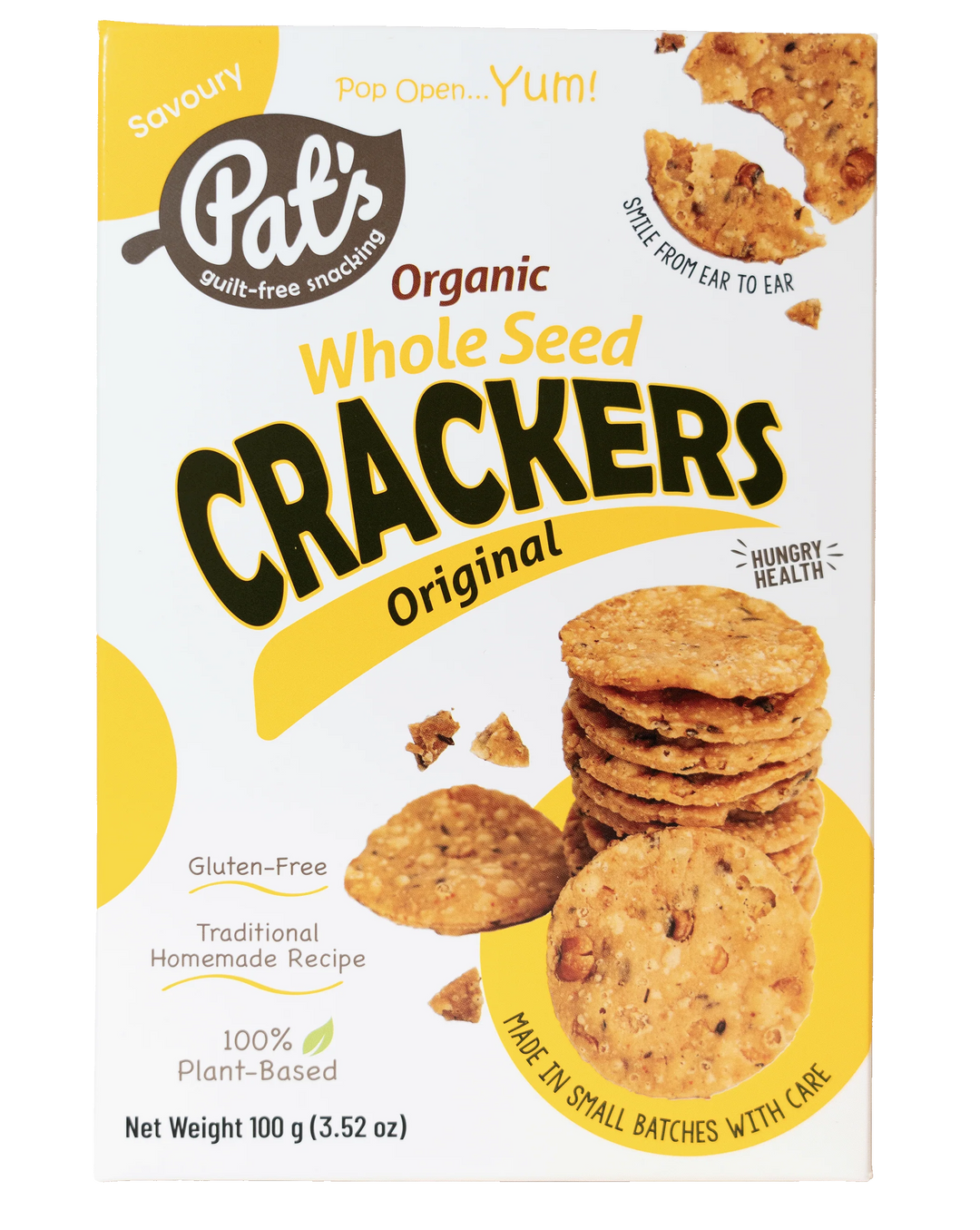 Pat's Organic Crackers Whole Seed Original 100g