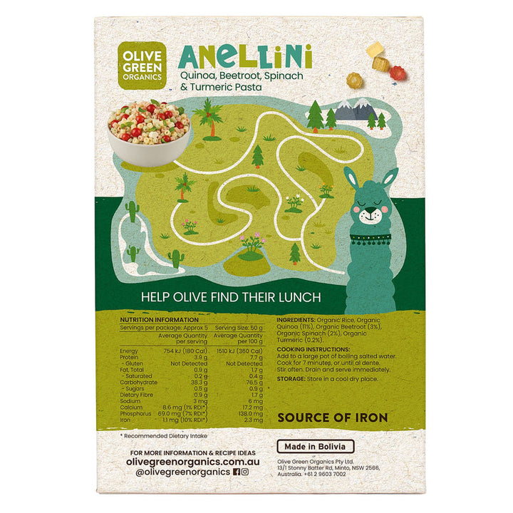 Olive Green Organics Baby Anellini Spinach & Beetroot 250g