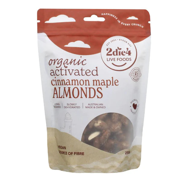 2die4 Organic Activated Almonds Cinnamon Maple 100g