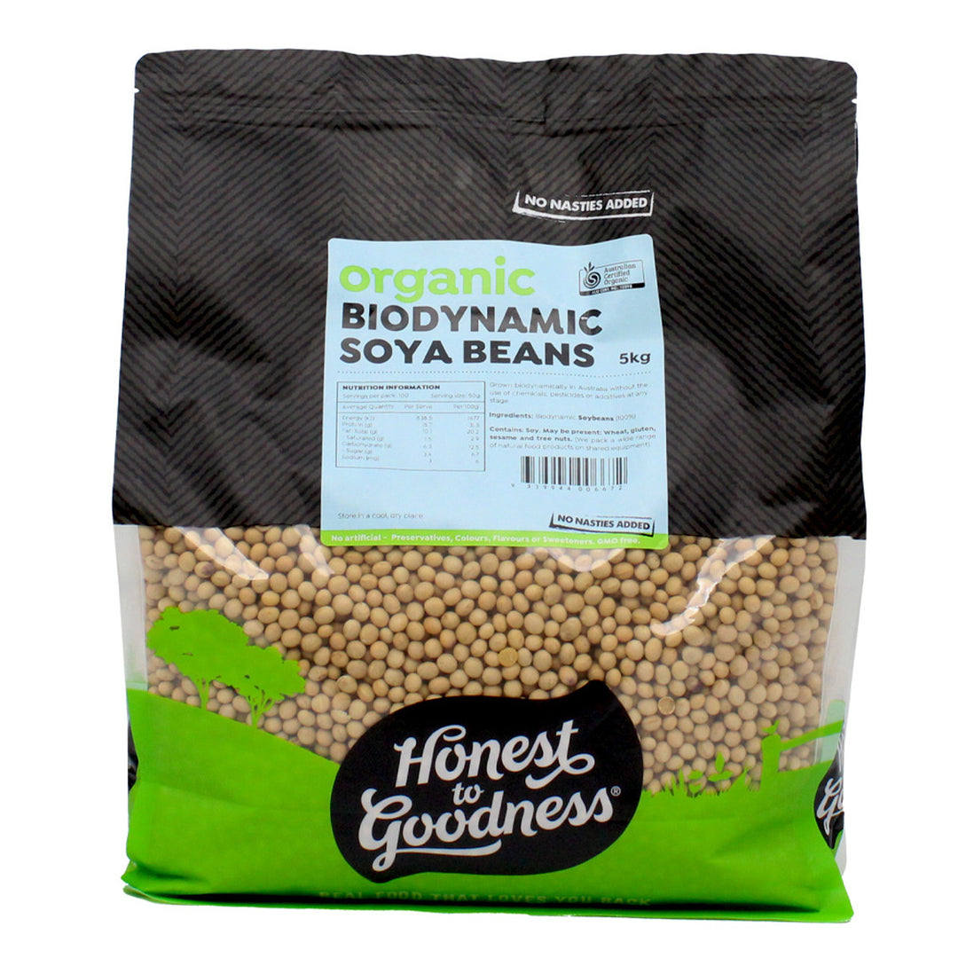 Honest To Goodness Organic Biodynamic Soya Beans 5kg