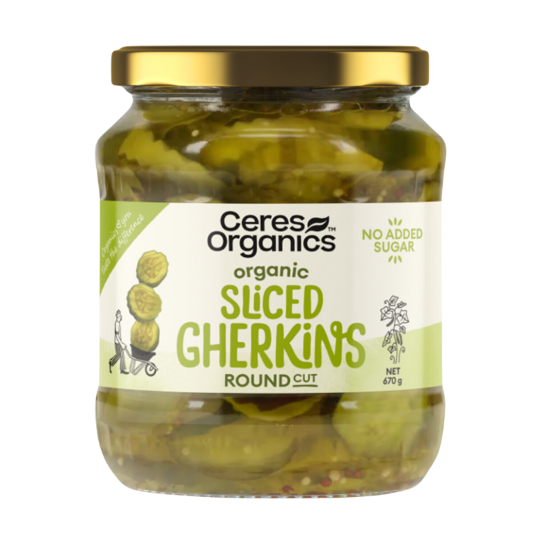 Ceres Organics Sliced Gherkins Round Cut 670g