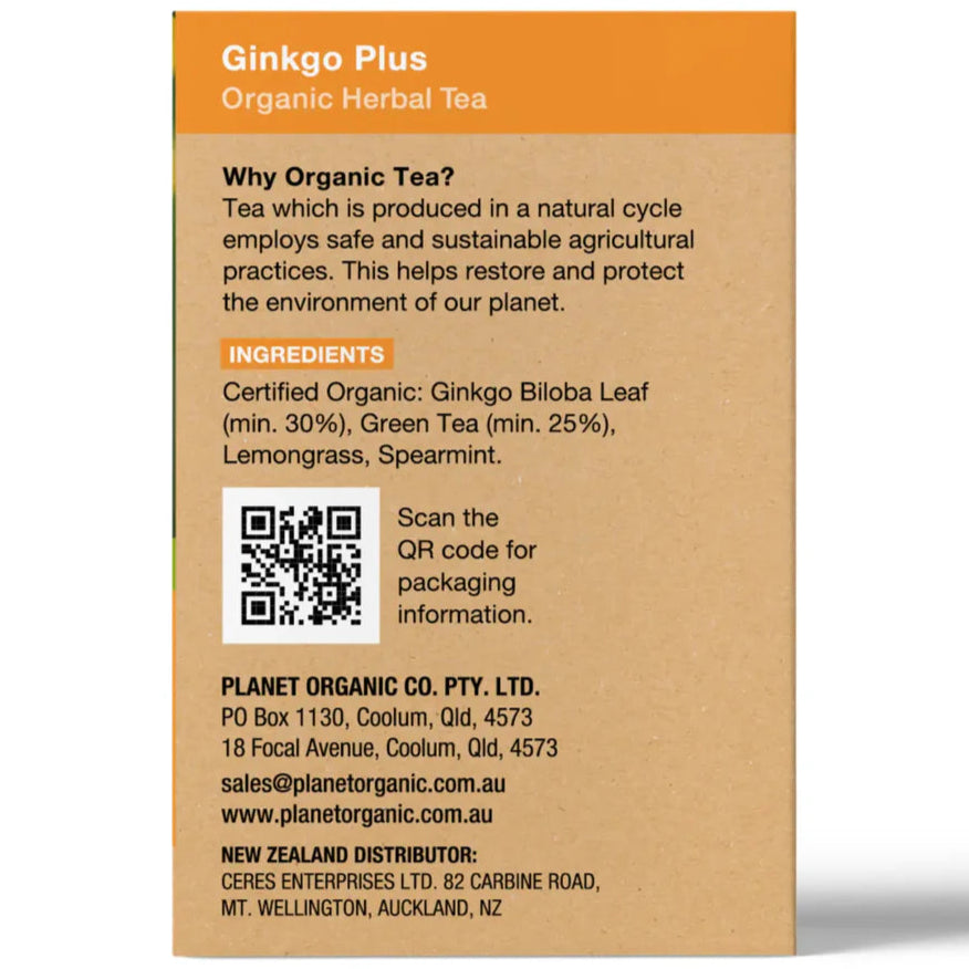 Planet Organic Ginkgo Plus Tea 25tb