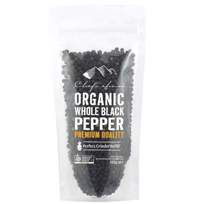 Chef's Choice Organic Black Pepper Standing Pouch 120g