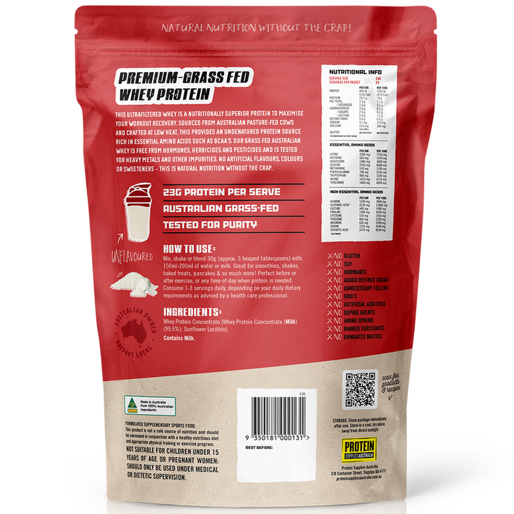 Protein Supplies Australia Whey Protein Concentrate (australian Grass Fed Whey) Pure 500g