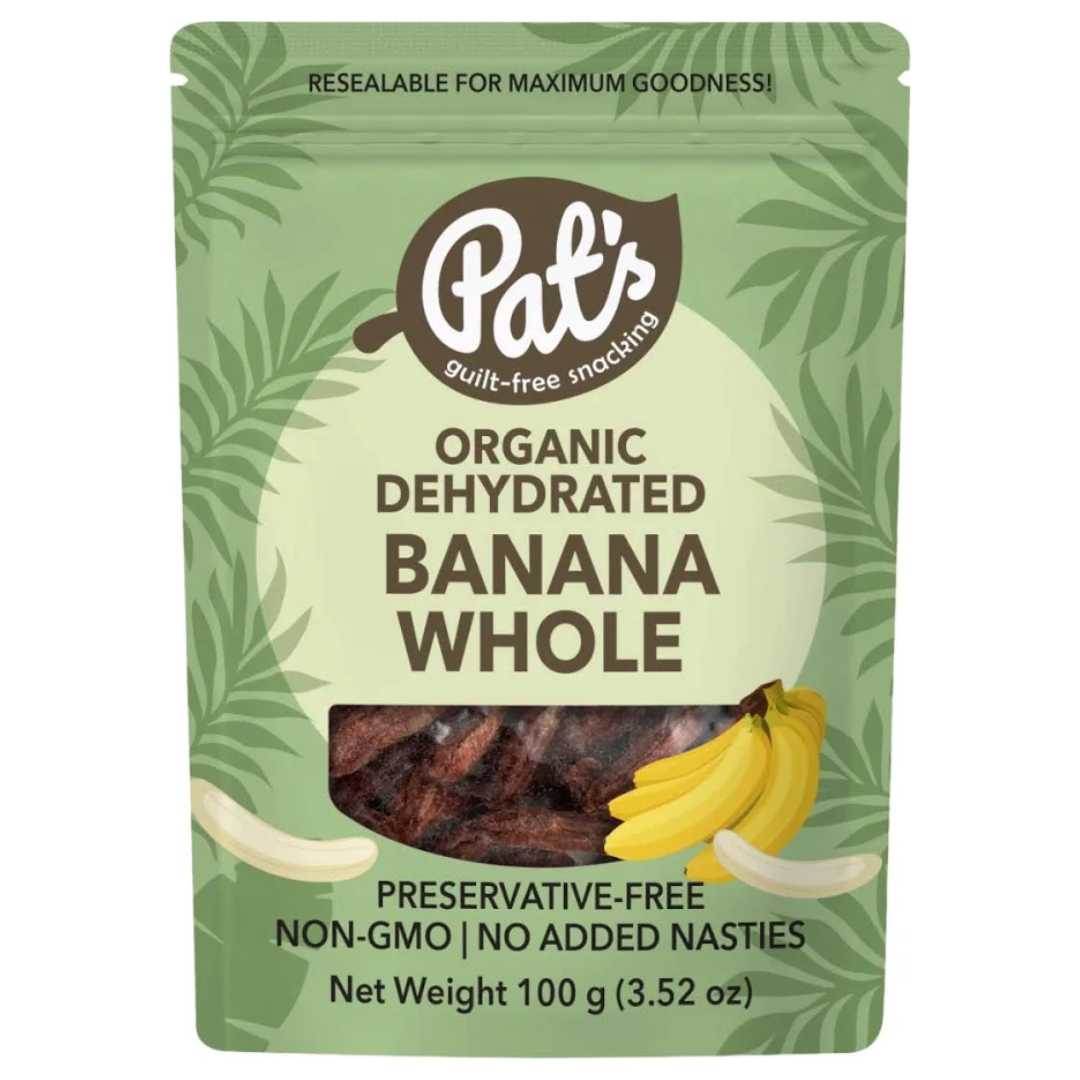 Pat's Organic Dehydrated Whole Bananas 100g