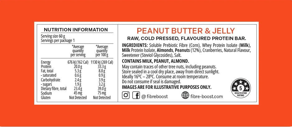 Fibre Boost Cold Pressed Protein Bar Peanut Butter Jelly 50g