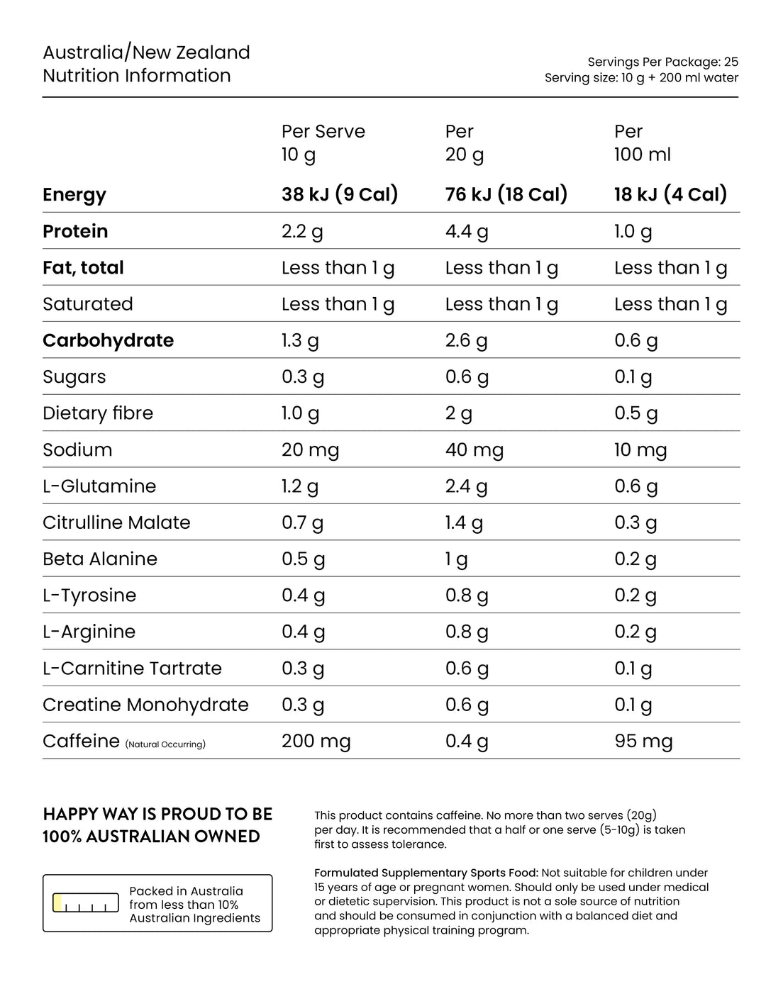 Happy Way Pre Workout Powder Watermelon 250g