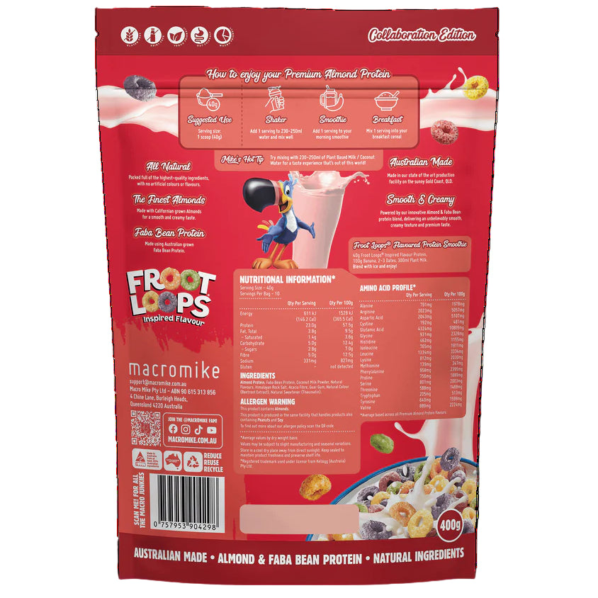Macro Mike X Kellogg's Premium Almond Protein Fruit Loops Inspired 400g