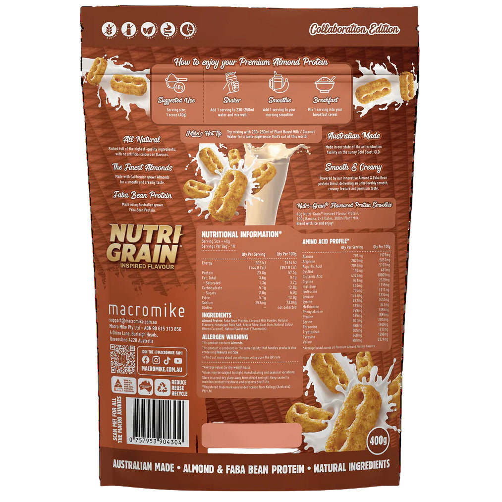 Macro Mike X Kellogg's Premium Almond Protein Nutri-grain Inspired 400g