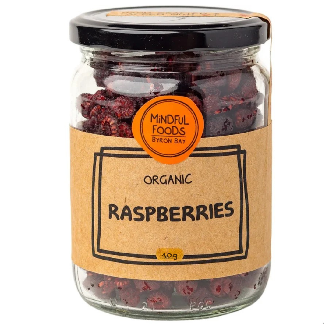 Mindful Foods Organic Freeze Dried Raspberries 40g – About Me Organics