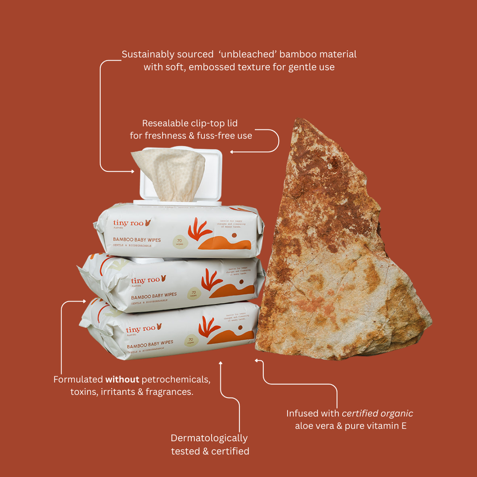 Tiny Roo Australia Bamboo Baby Wipes Singles