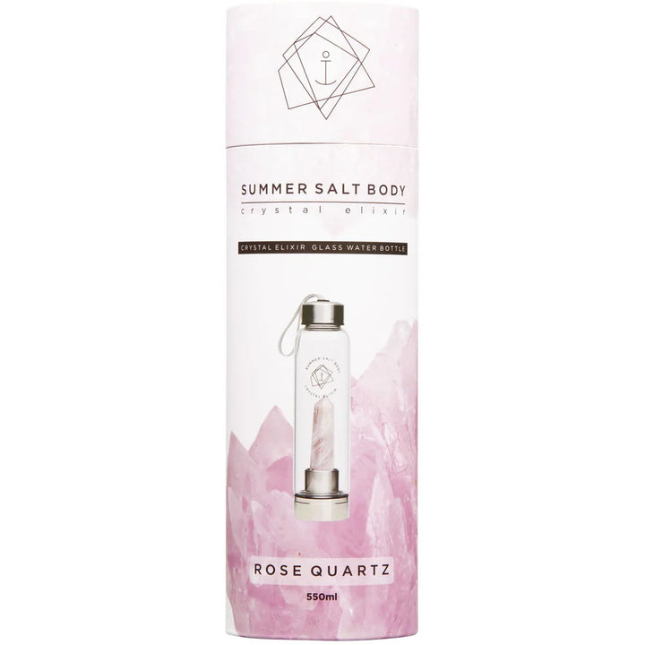 Summer Salt Body Crystal Elixir Glass Water Bottle Rose Quartz 550ml